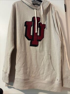 Indiana University Cream Pullover Hoodie with Red Logo